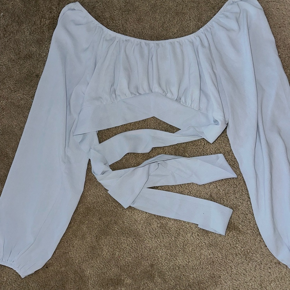 Women's Off-Shoulder Light Blue Top